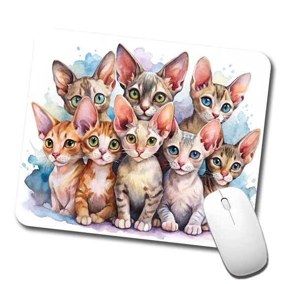 Sweet Devon Rex Cats Mouse Pad Low Profile Gaming Mat