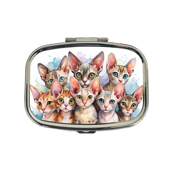 Sweet Devon Rex Cats Small Travel Handbag Pill Box Case
