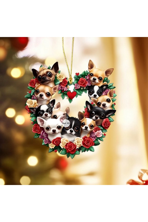 Sweet Dog Family Acrylic Car Rearview Mirror Charm, Versatile Bag Keychain Decor, Valentine's Day Gift Idea for Auto Interior and Daily Accessories(B)