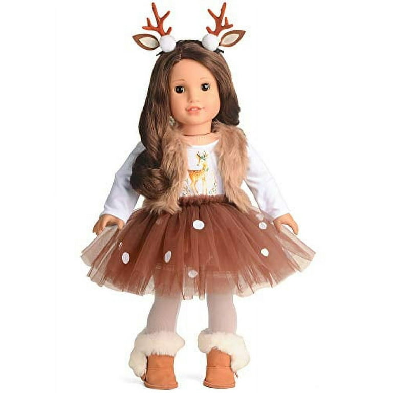 Sweet Dolly Doll Clothes Deer Costume Tutu Dress Fits American 18 inch Girl Doll