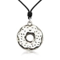 thumbnail image 1 of Sweet Donut Silver Pewter Charm Necklace Pendant Jewelry With Cotton Cord, 1 of 1