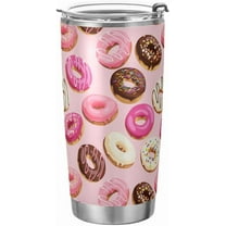 Sweet Donuts Insulated Tumbler Coffee Mug Double Wall Vacuum Travel Mug with Straw and Lid Stainless Steel 20 oz