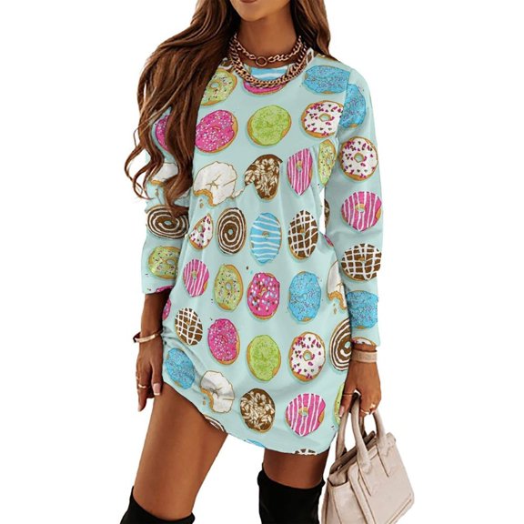 Sweet Donuts Loose Dress Evening Dress Summer Dresses for Women Luxury Dress Long Sleeved Dress