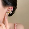 thumbnail image 1 of Women Non Piercing Crystals Ear Cuffs Climber Cartilage Earrings Glitter Colorful Rhinestone Flowers Crawler Stud Fake Trendy Statement Jewelry, 1 of 4