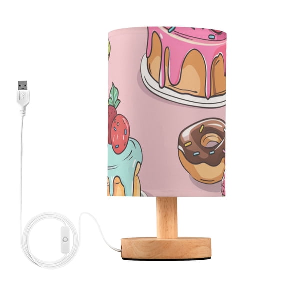 Sweet Doughnuts and Cakes Table Lamp with USB Port LED Warm Light Lamp Night Light Home Decor
