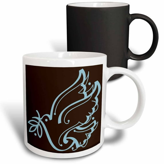 3drose, Sweet Dove of Peace Brown and Blue, 11oz Magic Transforming Mug