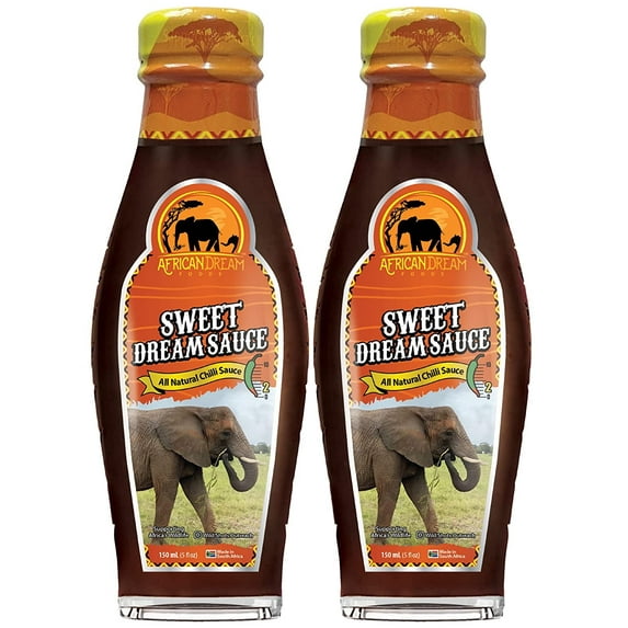 Sweet Dream Sauce by African Dream Foods | All-Natural Sweet Chili Sauce Made in Africa | Similar to Thick Chutney | 5 fl oz Glass Bottle | 2-Pack
