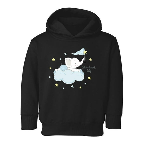 Sweet Dreams Baby Elephant Hoodie Toddler - Toddler Hoodie, Black