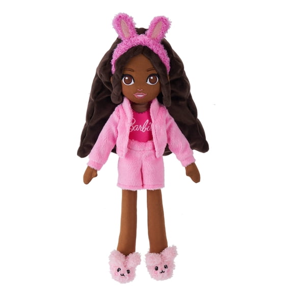 Sweet Dreams Barbie “Brooklyn” Plush Soft Doll, 13.5-inch in Bedtime Outfit with Bunny Slippers