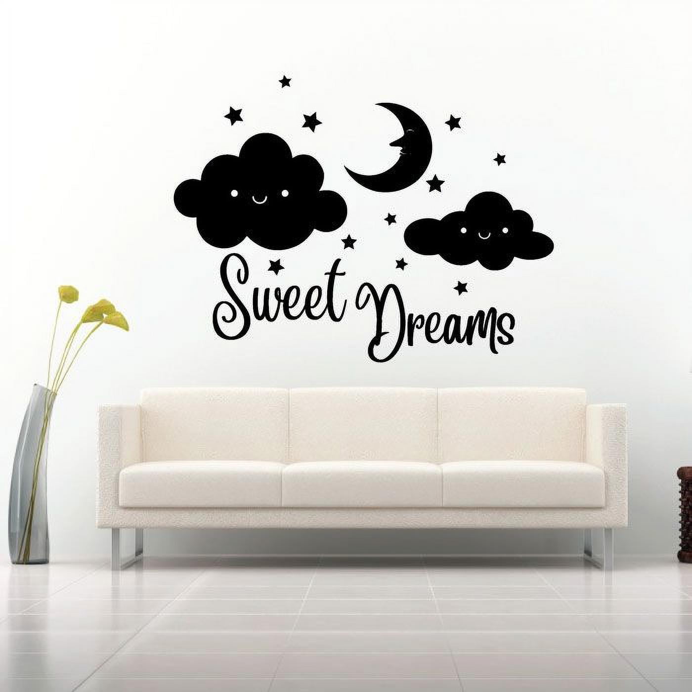 Sweet Dreams Cute Clouds White Wall Decals Removable PVC Vinyl Wall Mu –