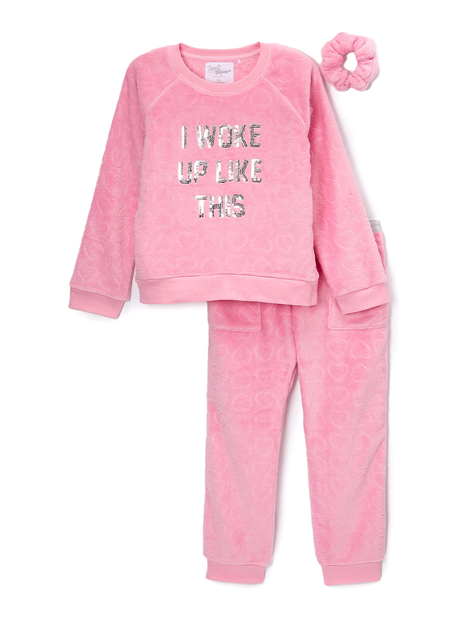 Sweet Dreams Girls Plush Pajama Set, 2-Piece, Sizes 4-12, With Free ...