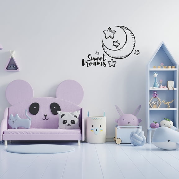Sweet Dreams - Good Night Quotes Cute Stars And Clouds Silhouette Vinyl Design Wall Sticker Art Decal Boys Girls Kids Room Bedroom Nursery KinderHome Decor Stickers Decoration Size (6x10 inch)