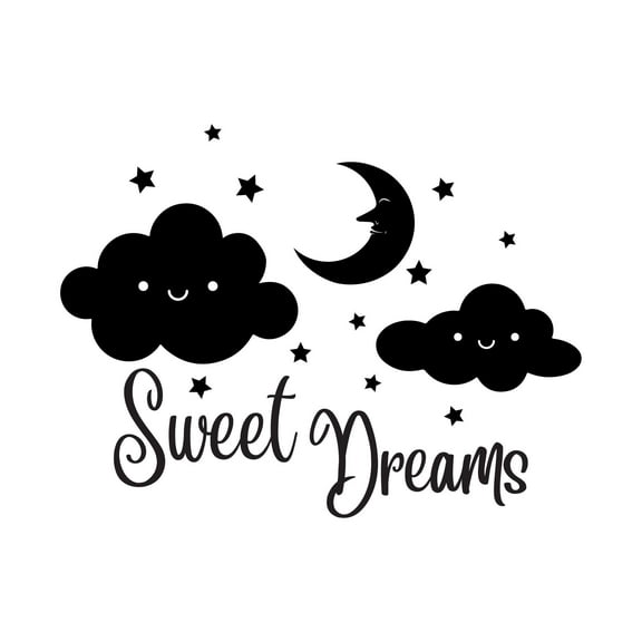 Sweet Dreams Kids Room Good Night Quote Vinyl Wall Decal Wall Art Sticker Designs Vinyl Stickers For Home House Walls Rooms Windows Bedroom Decoration Size (20x20 inch)