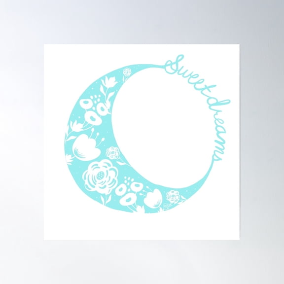 Sweet Dreams - Light Blue & White Poster Wall Art, Modern Wall Decor, 16x16 UNFRAMED