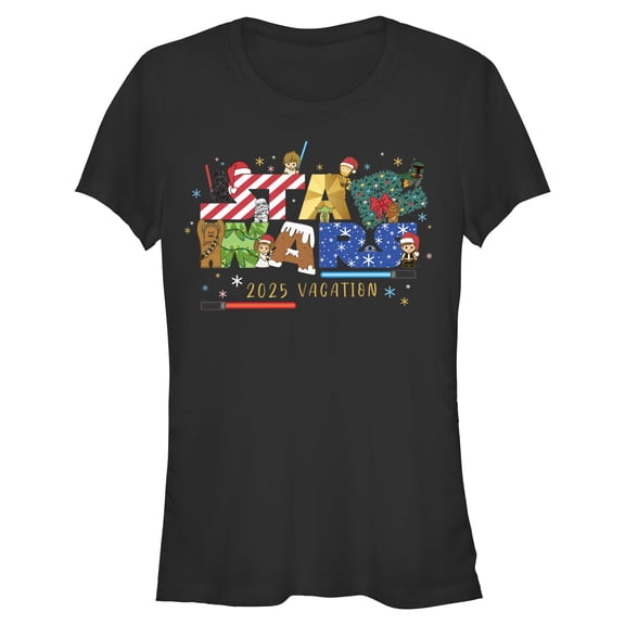 Juniors Star Wars Happy Holidays 2025 Vacation T Shirt