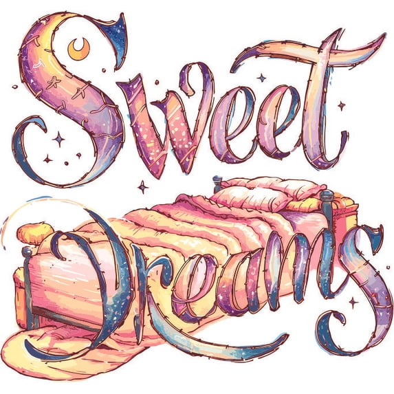 Sweet Dreams Night Time Sleep Sleeping Quote Positive Life Motivation Quotes Saying Wall Art Sticker Designs Vinyl Stickers For Home House Walls Rooms Windows Bedroom Decoration Size (12x12 inch)