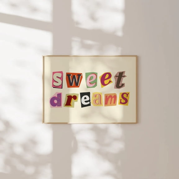 Sweet Dreams Poster Above Bed Horizontal Poster Dorm Room Posters Teen Girl Bedroom Posters Aesthetic Posters Magazine Cutouts Wall Art Home Decor, 12x18 UNFRAMED