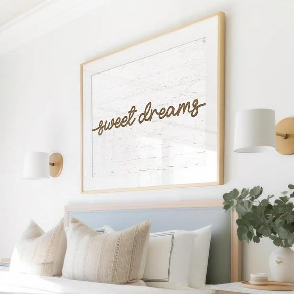 Sweet Dreams Print - Rustic Brown Script Quote Wall Art - Farmhouse Style Bedroom For Cozy Sleep Ambiance Wall Art, Modern Wall Decor, 8x12 UNFRAMED