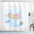 thumbnail image 1 of Sweet Dreams Shower Curtain, Girl Sleeping with Her Toys Teddy Tortoise and Elephant Cartoon Illustration, Fabric Bathroom Set with Hooks, 69W X 75L Inches Long, Multicolor, by Ambesonne, 1 of 3