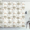 thumbnail image 1 of Sweet Dreams Shower Curtain, Sleeping Animals Pattern Sheep and Cat Cartoon with Dotted Backdrop, Fabric Bathroom Set with Hooks, 69W X 84L Inches Extra Long, Orange and Brown, by Ambesonne, 1 of 3