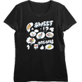 thumbnail image 1 of Sweet Dreams Stickers Sweet Foods Women's Black Crew Neck Short Sleeve Top-Small, 1 of 6