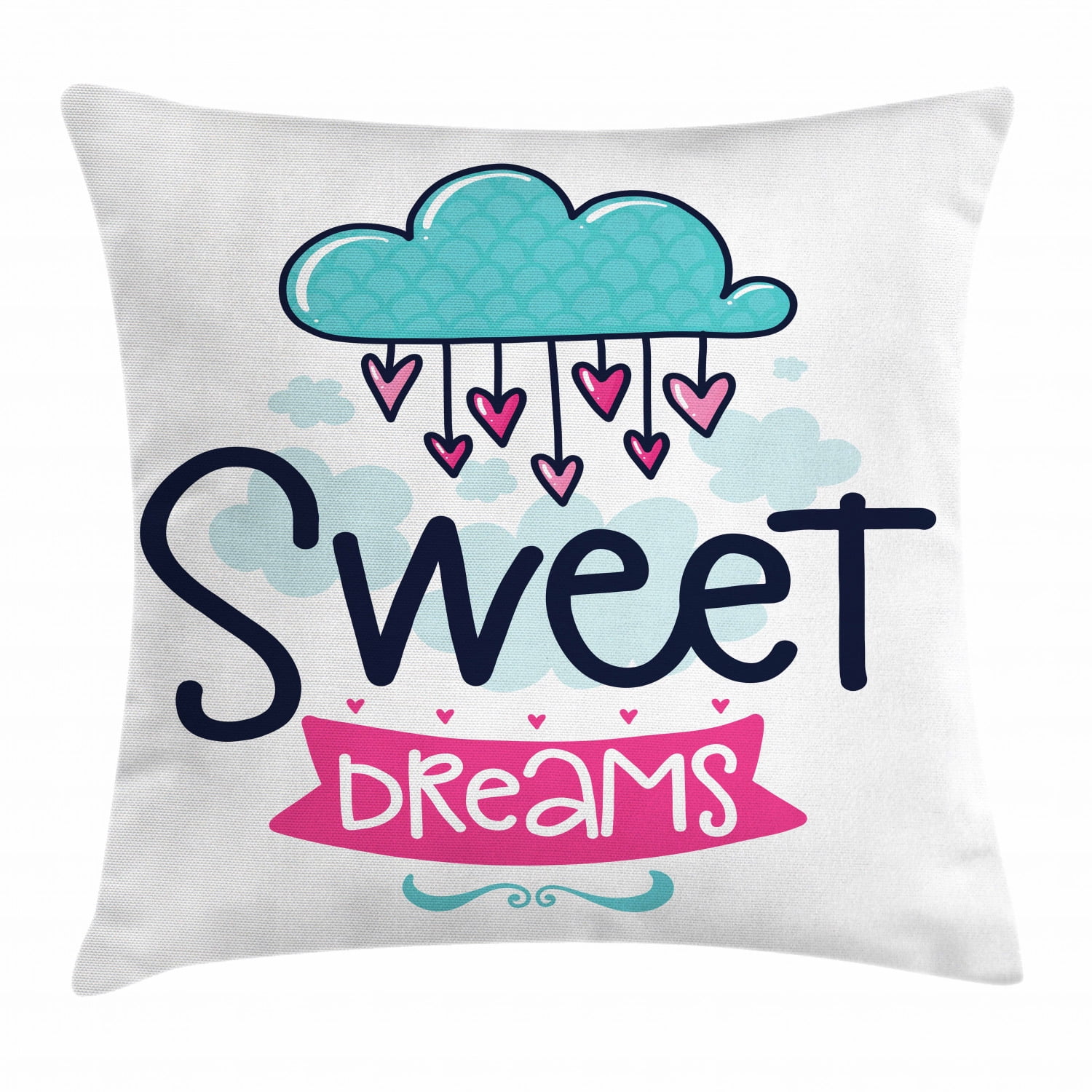 Sweet Dreams Throw Pillow Cushion Cover Cartoon Hanging Hearts
