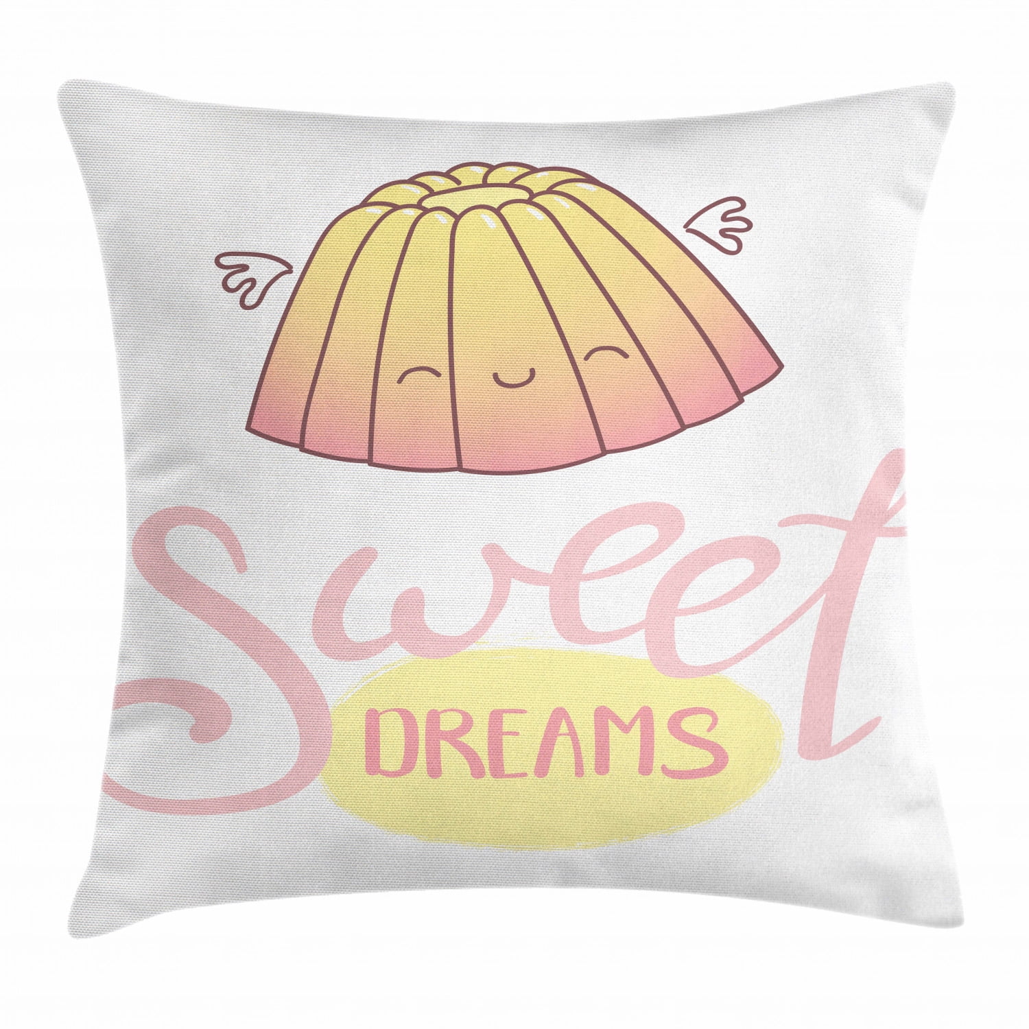 Sweet Dreams Throw Pillow Cushion Cover, Cute Sleeping Jelly with Wings
