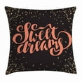thumbnail image 1 of Sweet Dreams Throw Pillow Cushion Cover, Modern Calligraphic Quote with Scattered Graphic Confetti, Decorative Square Accent Pillow Case, 16 X 16 Inches, Coral Pale Brown and Black, by Ambesonne, 1 of 2