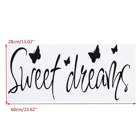 Sweet Dreams Wall Sticker Black, Removable , for Bedroom, Easy Apply, Quote Decor