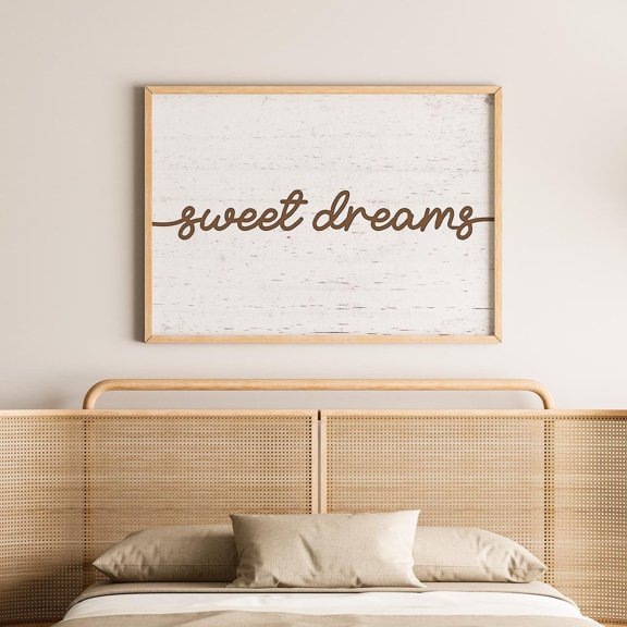Sweet Dreams Wooden Script Wall Art - Rustic Farmhouse Style Bedroom Poster - Cozy Wall Decor For A Relaxing Sleep Space Wall Art, Modern Wall Decor, 8x12 UNFRAMED