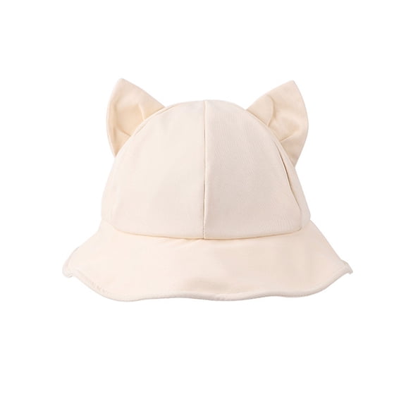 Sweet Ear Decor Bucket Hat Solid Color Anti-uv Fisherman Hats for Adult Teenagers Sunproof Wide Brim Polyester Hats