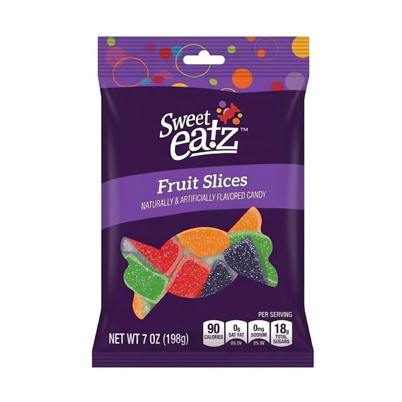 Sweet Eatz Fruit Slices Candy, Assorted Fruit Flavored Jelly Candy, 7 oz Bag