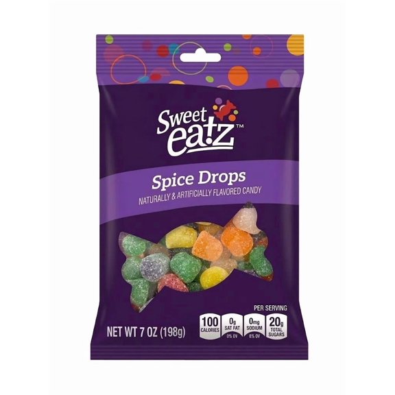 Sweet Eatz Spice Drops Candy, Assorted Color Sugar Sanded Spice Drops, 7 oz