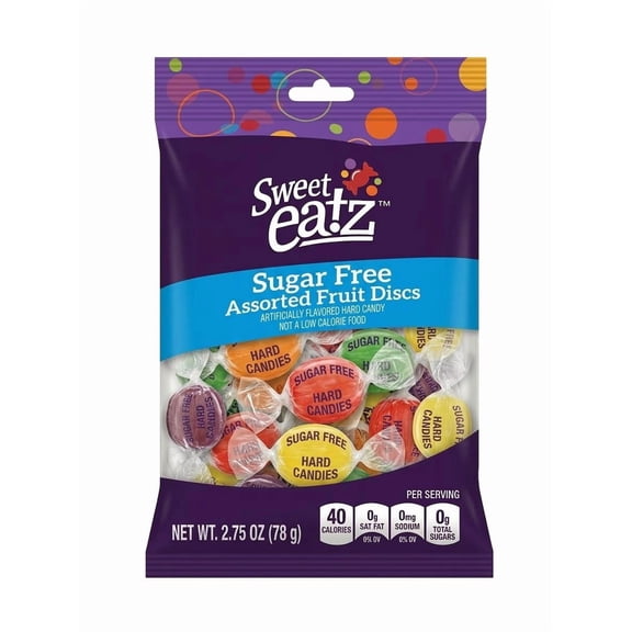 Sweet Eatz Sugar Free Assorted Fruit Discs Hard Candy, 2.75 oz