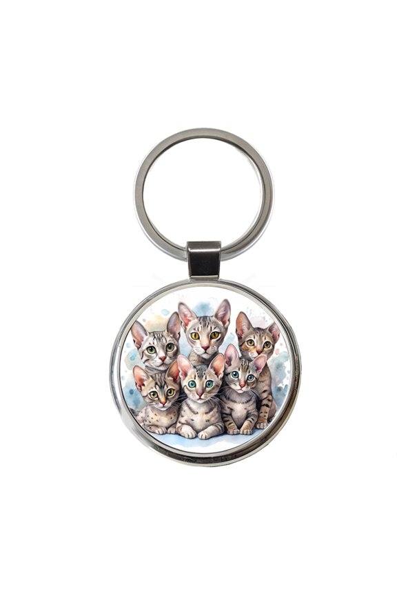 Sweet Egyptian Mau Cats Metal Round Keychain