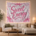thumbnail image 1 of Sweet Energy Script Text with Decorative Elements, Dreamy Watercolor for Teen Girls, Feminine Bow Wall Art, Birthday Gift Tapestry Wall Hanging for Bedroom and Dorm, 1 of 7