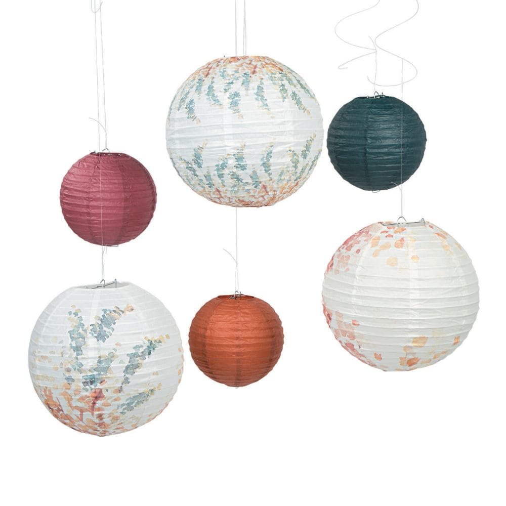 Sweet Fall Assorted Paper Hanging Lanterns in Multicolor - Set of 6