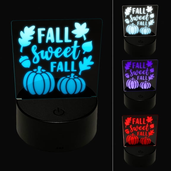 Sweet Fall Pumpkins Acorn LED Night Light Sign 3D Illusion Desk Nightstand Lamp