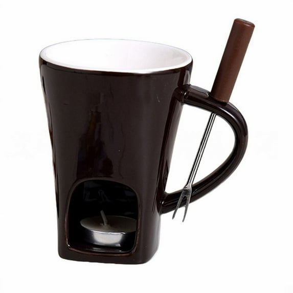 Sweet Fondue Cup, Fondue Mug Set, Chocolate Melting Cup Set with Forks, Personal Fondue Mugs, Ceramic Fondue Pot Set for Chocolate, Cheese, Butter, Ideal Gift for Date Nights Birthdays Anniversary