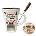 thumbnail image 1 of Sweet Fondue Cup with Forks, Tealight Chocolate Fondue Mug, 4.33X4.72" Santa Claus Pattern Ceramic Melting Vessel, Individual Portion Treat Warming Container, for Winter Confection Crafting, 1 of 4