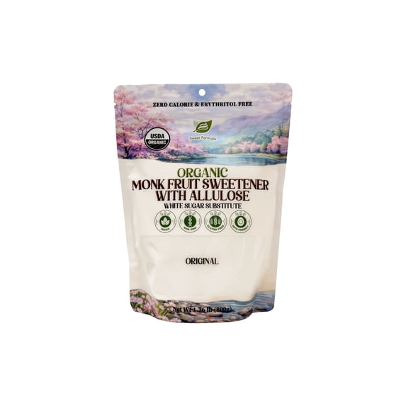 Sweet Formula Original Monk Fruit Sweetener with Allulose Organic - White Sugar Substitute, Erythritol Free, Gluten Free, Vegan, Keto Friendly, Sugar Replacement ( 1.76 lb - Pack of 1)