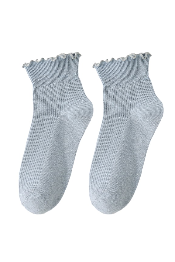 Sweet Frilly Crews Socks Breathable Cotton Bootie Socks Ruffle Turn Cuffs Short Socks Casual Ankle Socks for Women Girls