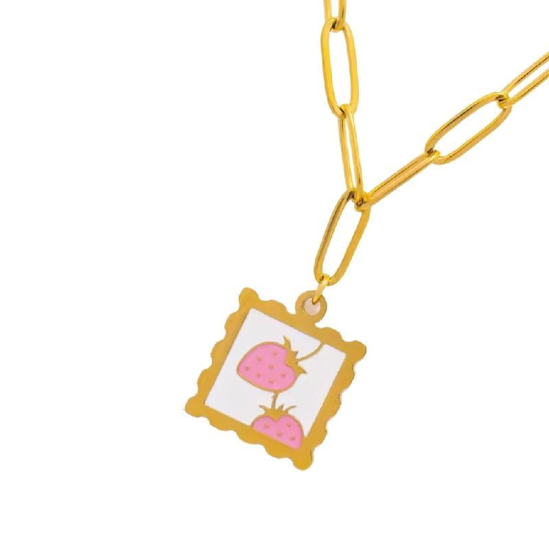 Sweet Fruit Themed Jewelry Piece Titanium Steel Chain Fashionable