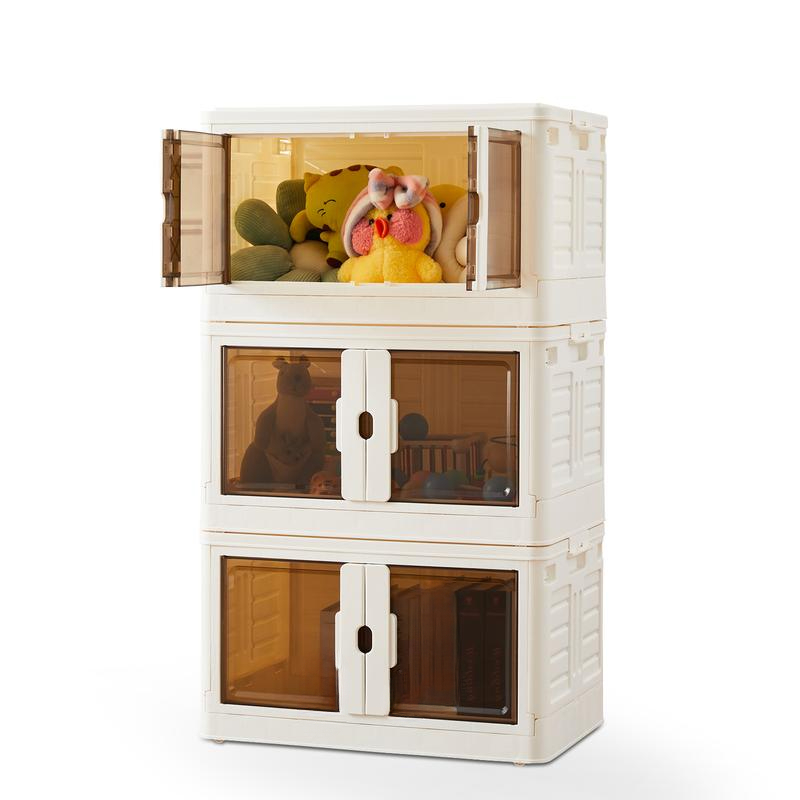 Sweet Furniture Stackable Plastic Storage Bins with Lids - Foldable ...