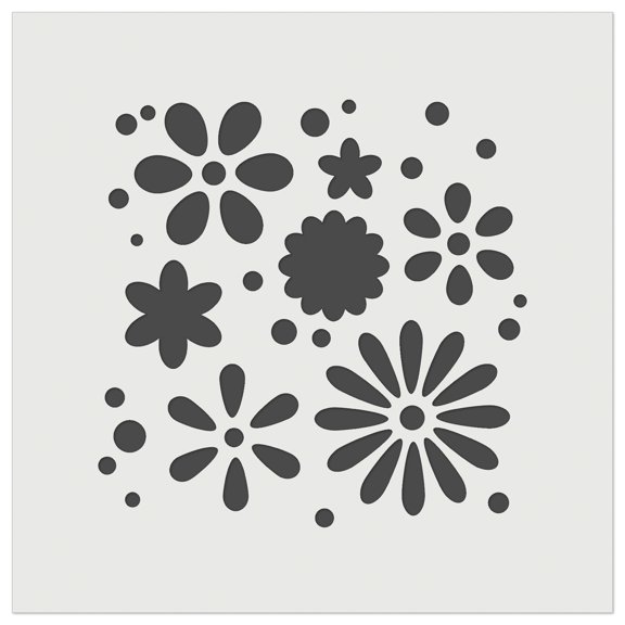 Sweet Geometric Flowers and Dots Seamless Repeating Pattern DIY Cookie Wall Craft Stencil - 3.5 Inch