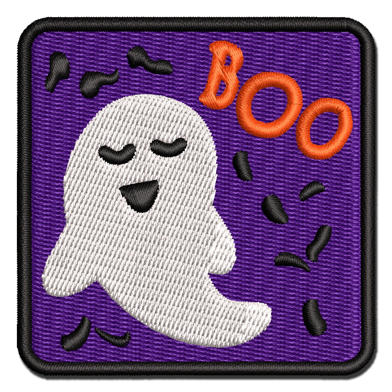 Sweet Ghost Boo Halloween Applique Multi-Color Embroidered Iron-On Patch - 3.5 Inch Large