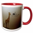 thumbnail image 1 of 3drose, Sweet Giraffe with the Word Love - Cute Animals - Childrens Décor, 11oz Two-tone Red Mug, 1 of 6