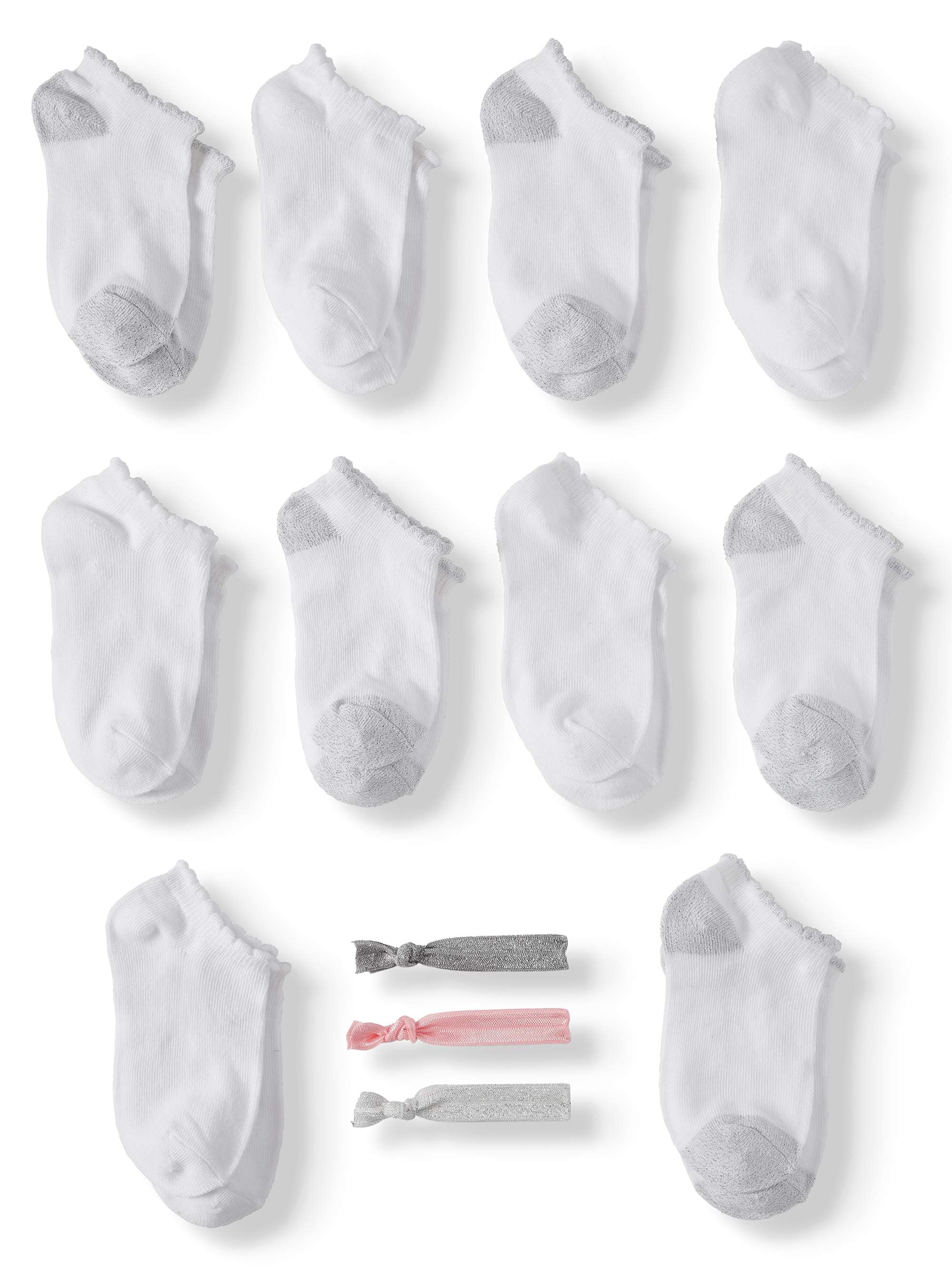 Sweet Girl Girls 10 Pack Lurex No Show Socks With Hairties