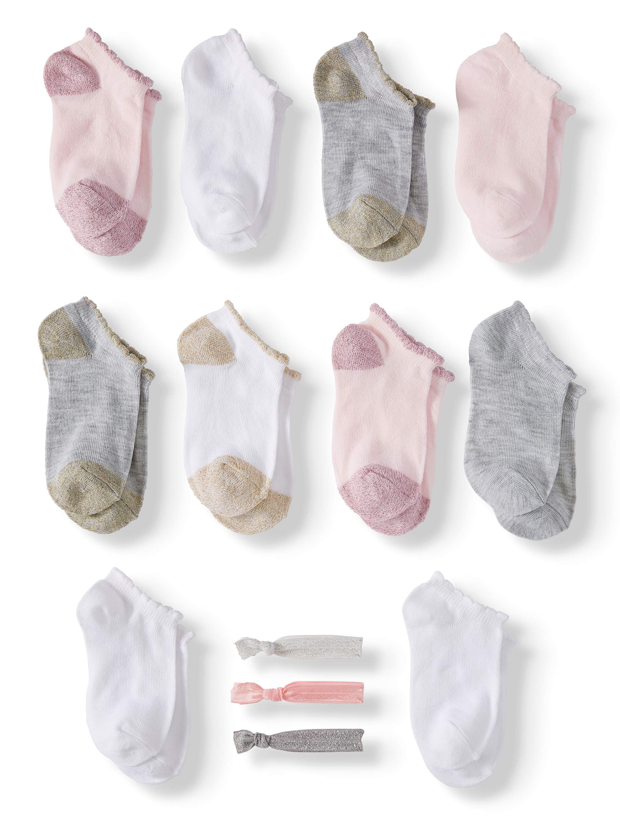Sweet Girl Girls Socks, 10 Pack No Show w/ Hairties (Little Girls & Big Girls)