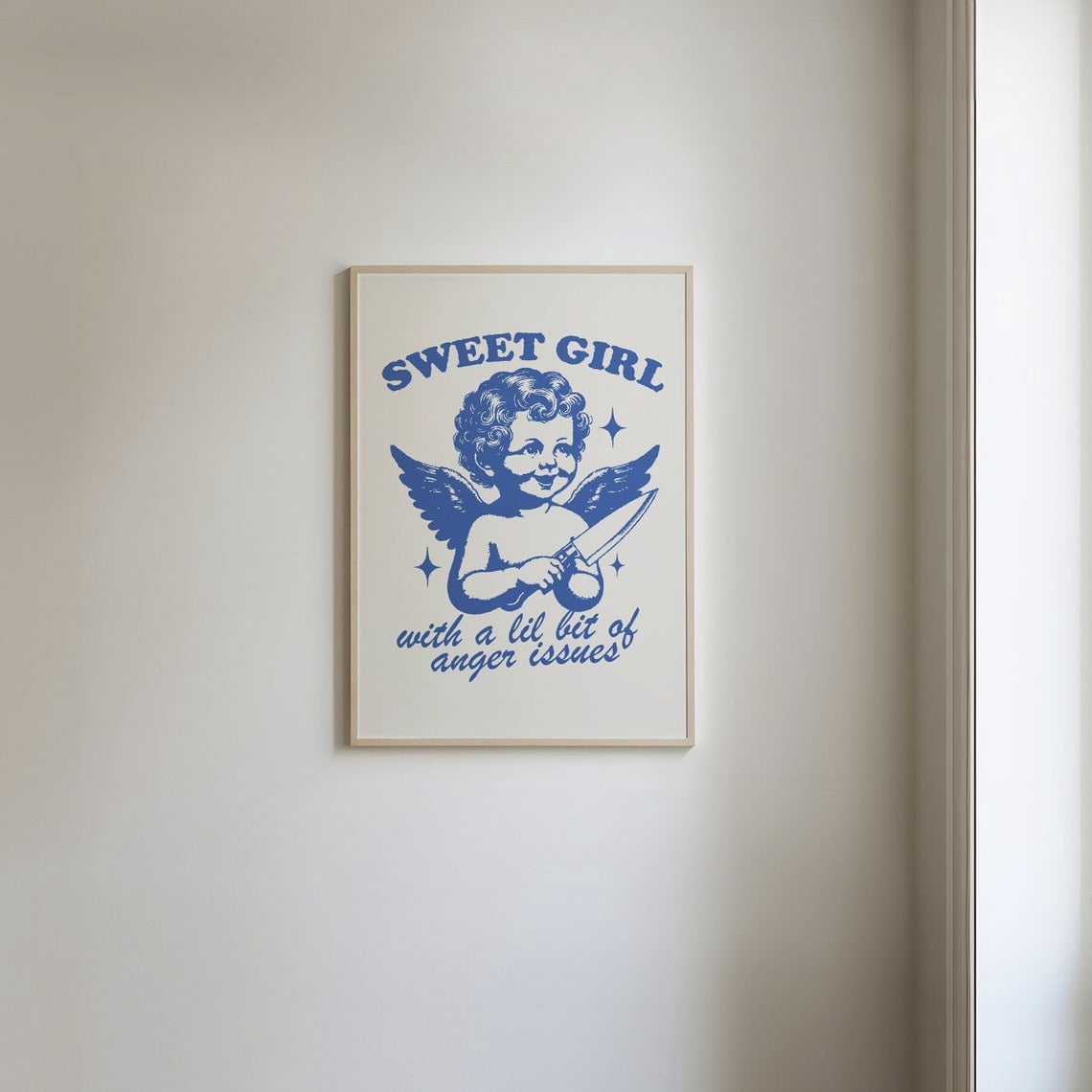 Sweet Girl With Anger Issues Poster, Vintage Angel, Retro Girly, Funky ...
